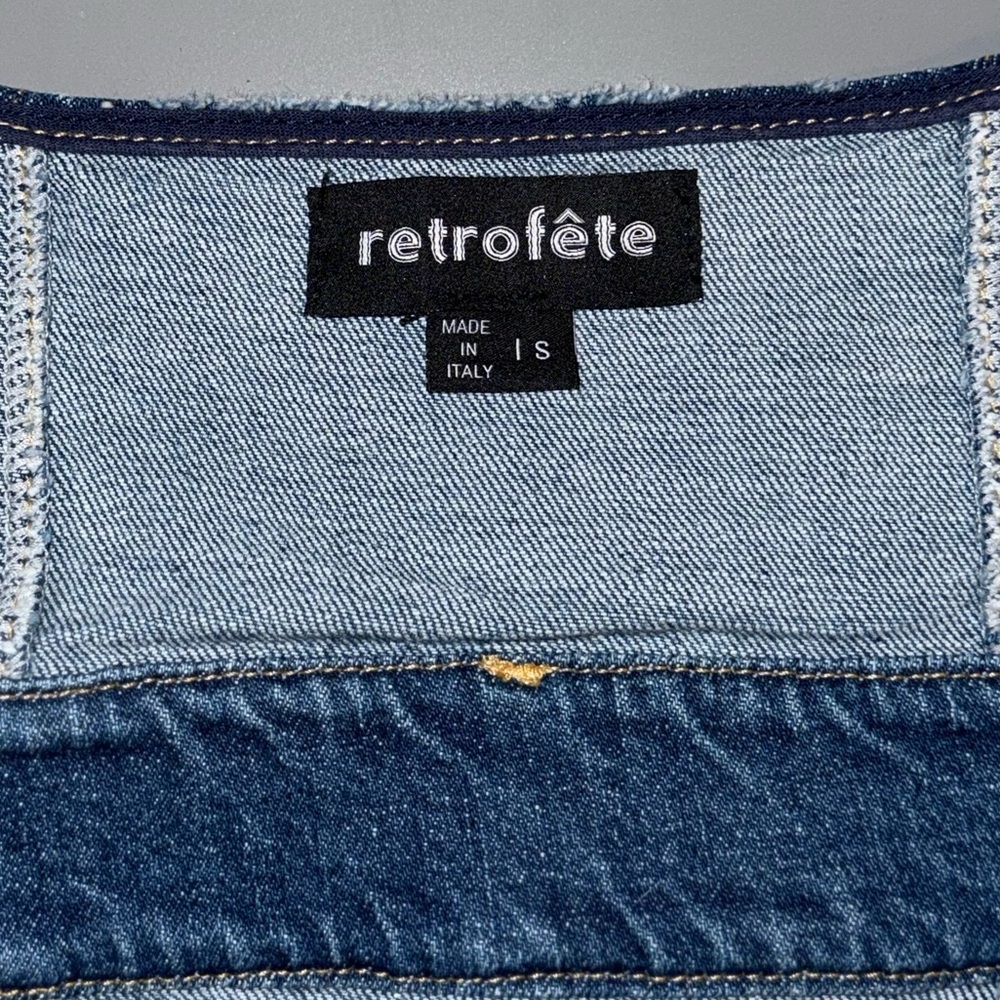 NEW W/ TAGS RETROFÊTE TAMAR DRESS IN CRESCENT 
DENIM HALTER TOP DRESS W POCKETS - Picture 6 of 8